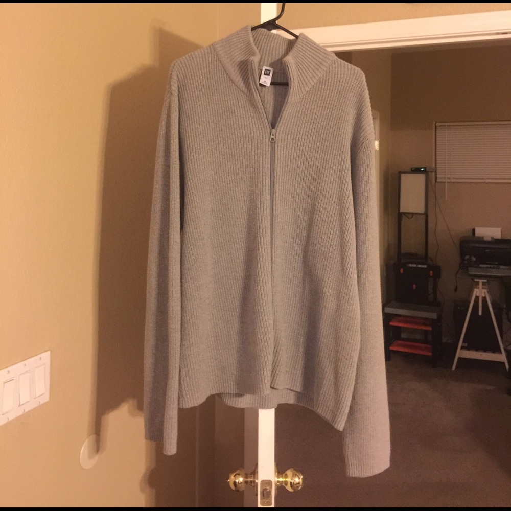 Cable Knit Zip up Gap Sweater