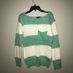 Mint and White oversized striped H&M sweater