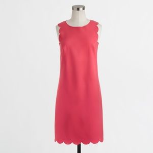 J Crew Factory Scallop Shift Dress in Coral/Pink