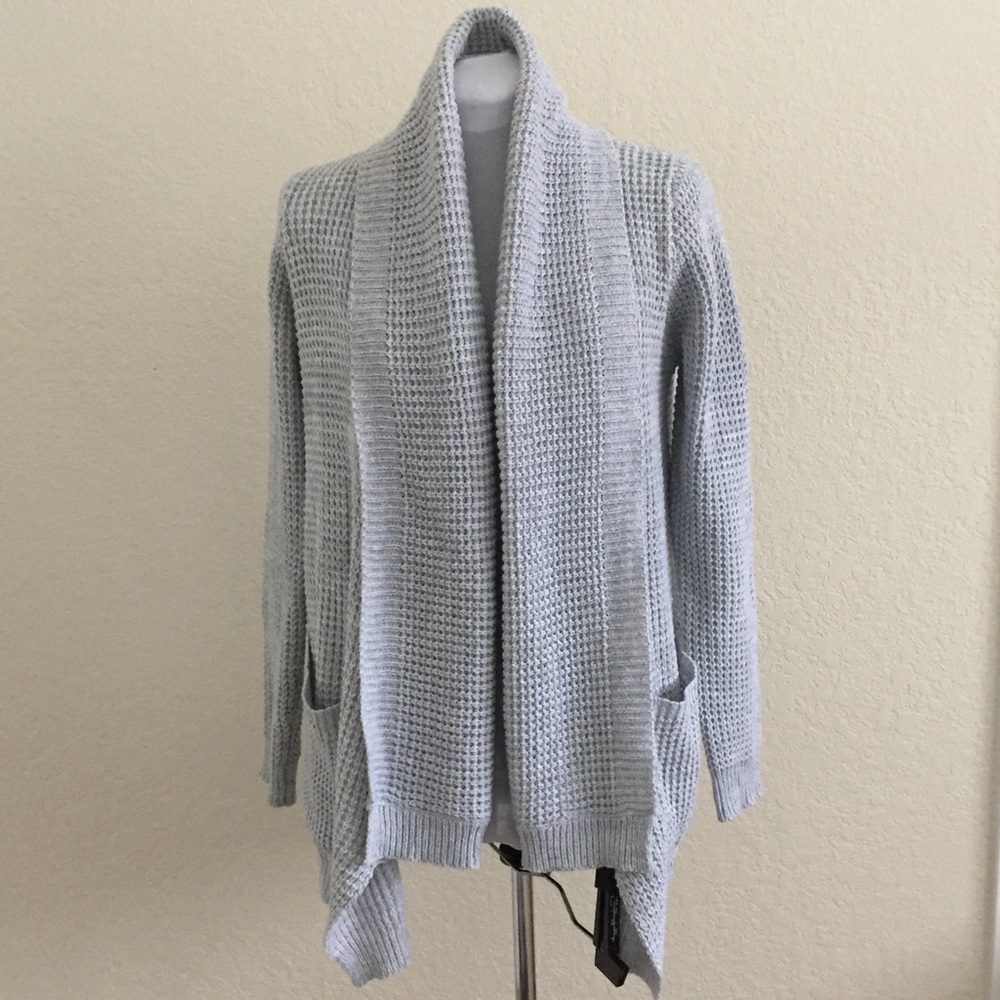 John and Jenn Chunky Knit Gray Cardigan Sweater