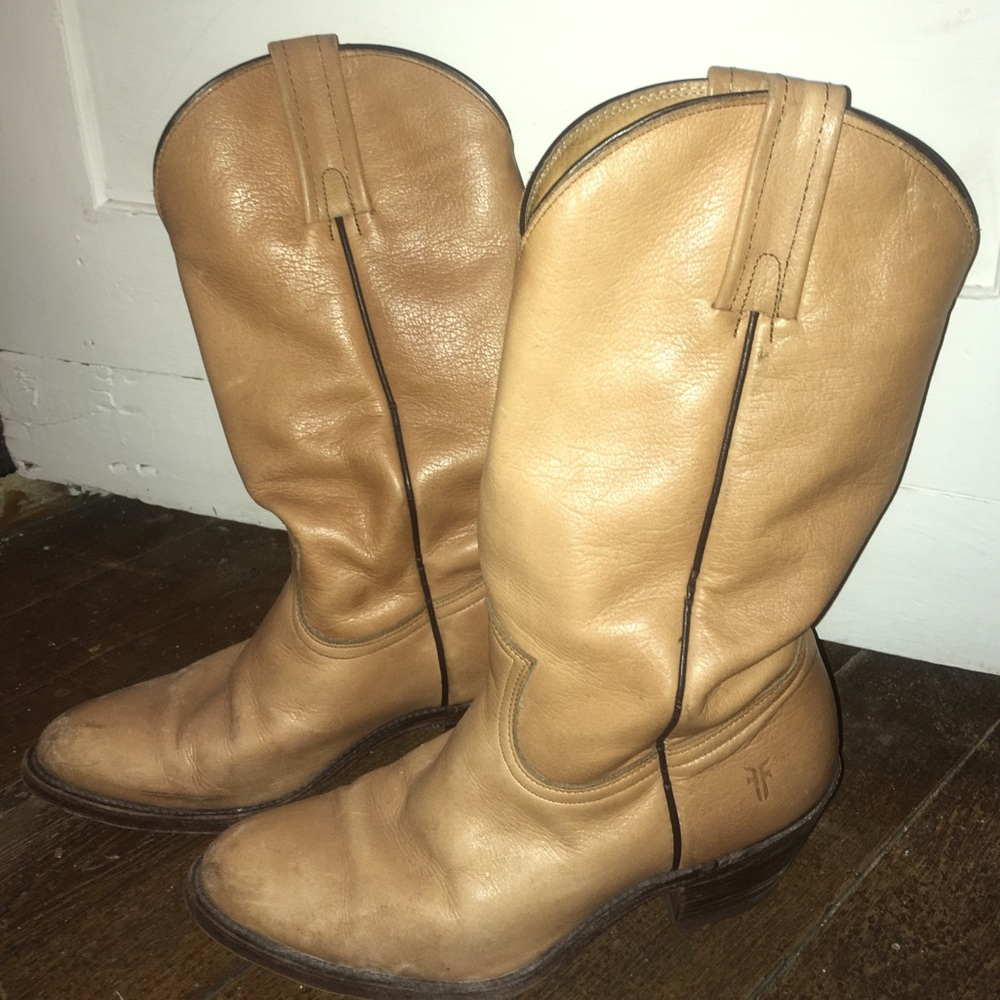 Camel colored Frye cowboy boots