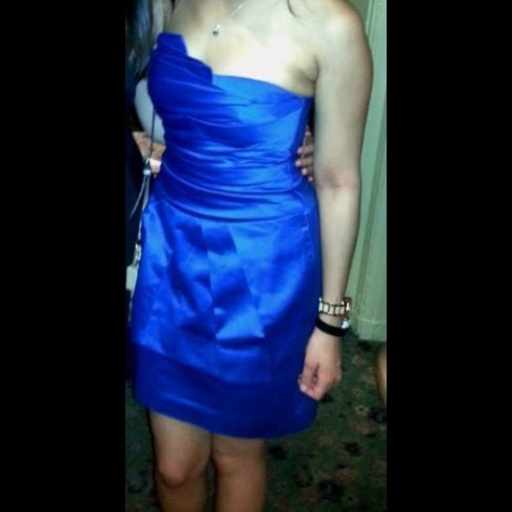 Bcbgmaxazria blue cocktail dress asymmetrical