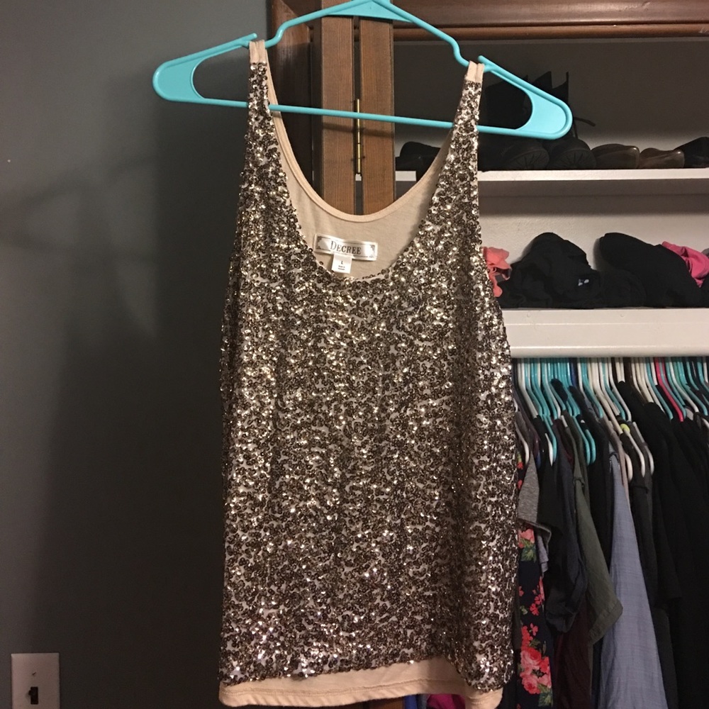 Gold sequin tank