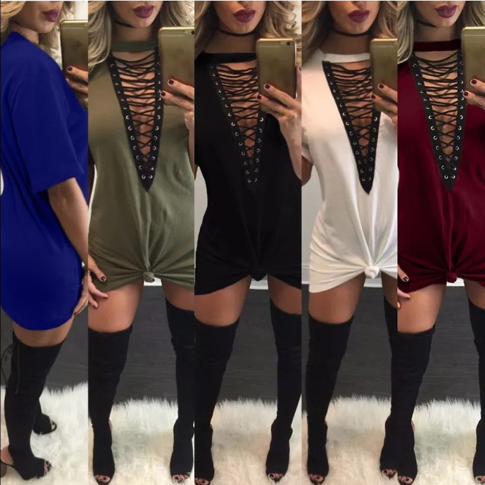 Sz L-XL Hollow V Neck Casual Top - Picture 3 of 3