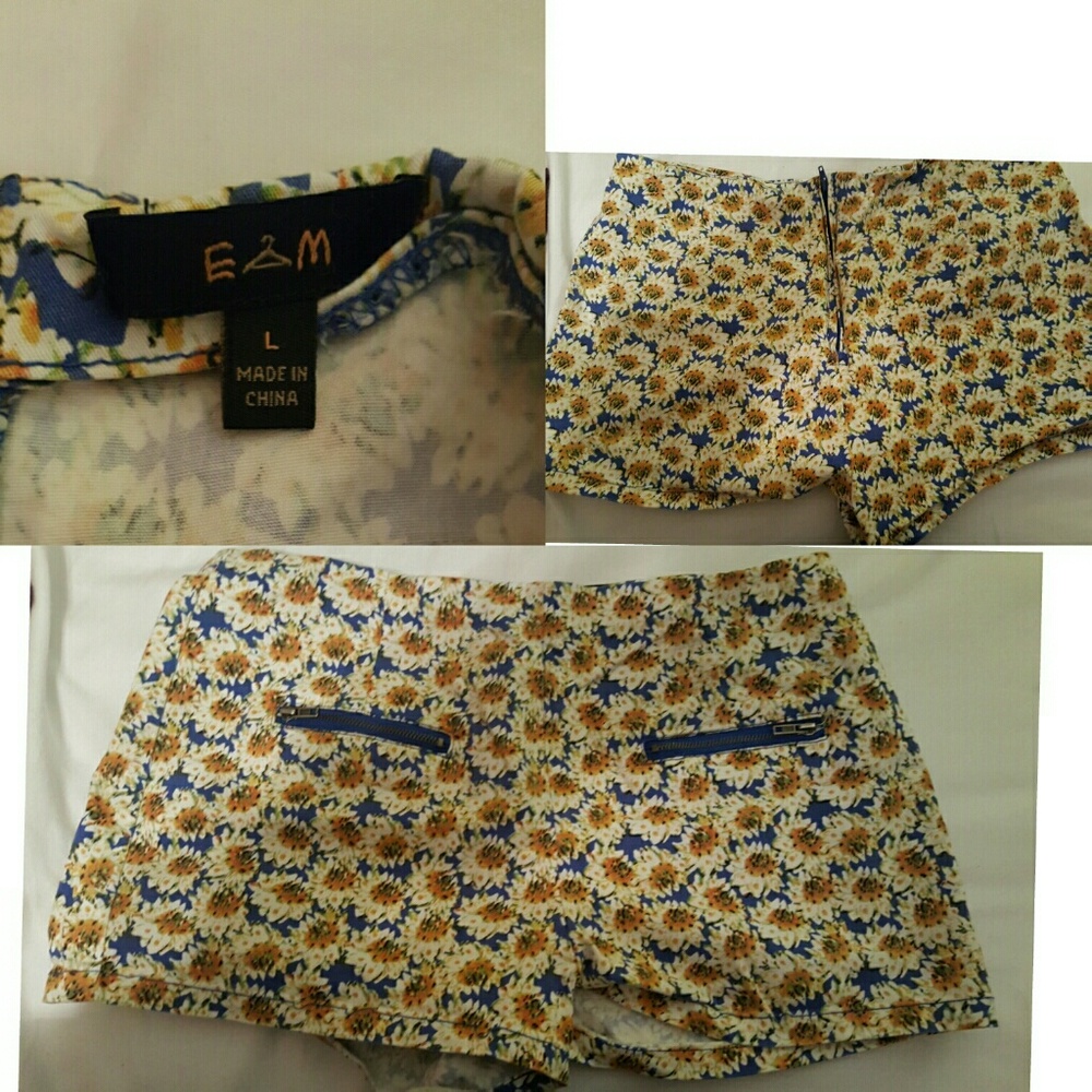 High waisted sunflower shorts