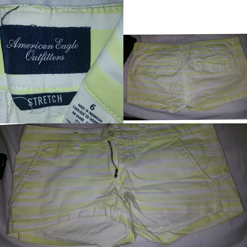 Yellow stripped american eagle shorts