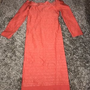Off the shoulder orange tight dress!
