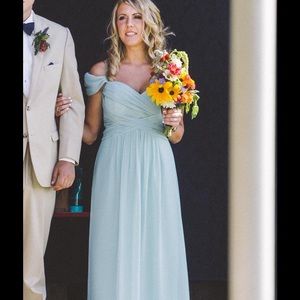 Jim Hjelm blue chiffon bridesmaid dress
