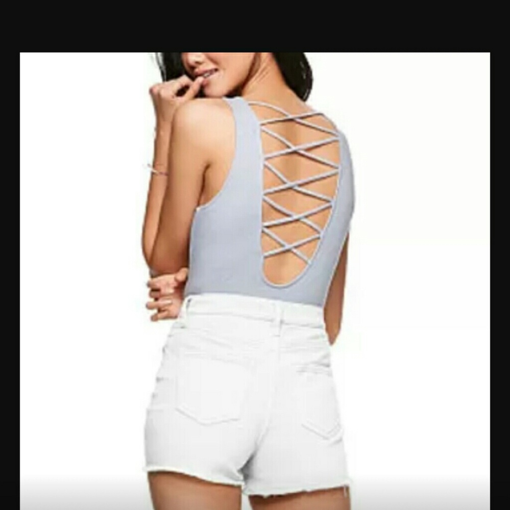Victorias secret pink strappy back bodysuit