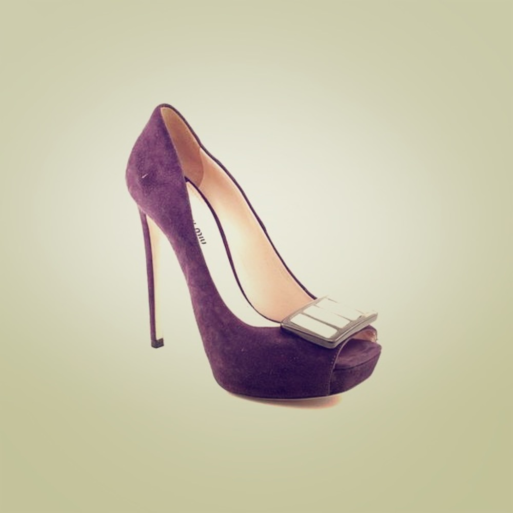 Miu Miu Suede Peeptoe Platform Heels
