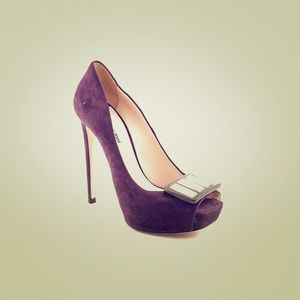 Miu Miu Suede Peeptoe Platform Heels