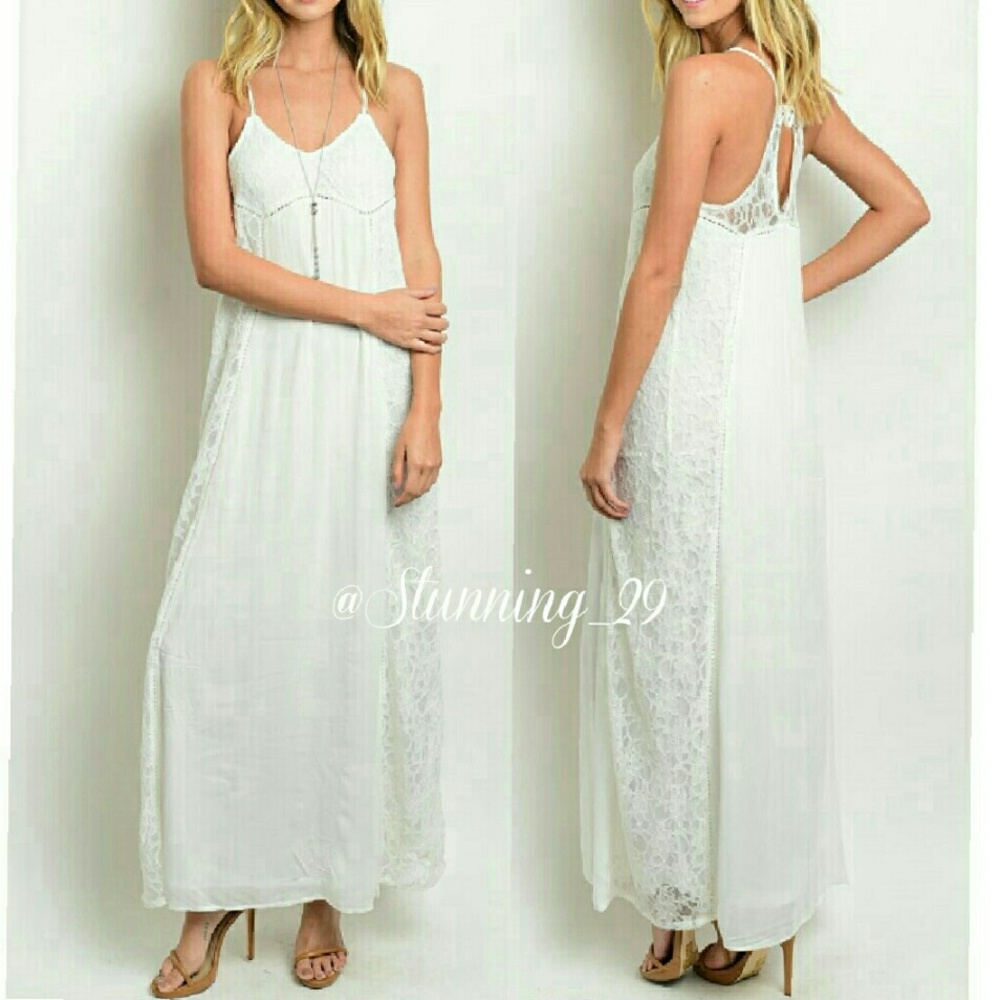 🆕BOHO WHITE IVORY BOHEMIAN MAXI DRESS - Picture 6 of 7