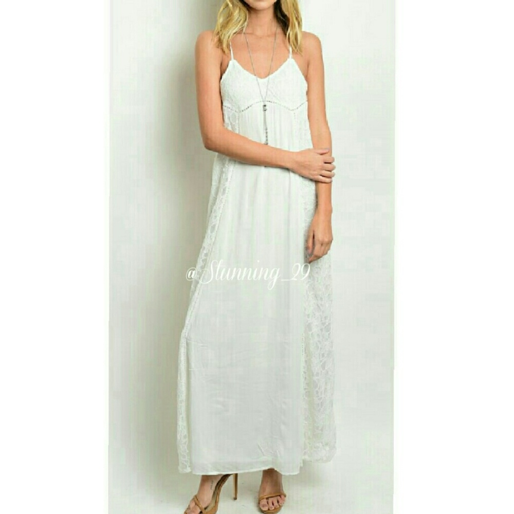 🆕BOHO WHITE IVORY BOHEMIAN MAXI DRESS - Picture 4 of 7