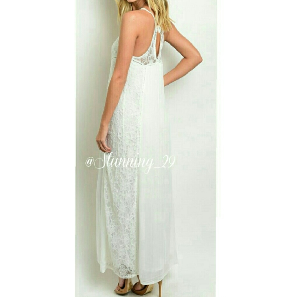 🆕BOHO WHITE IVORY BOHEMIAN MAXI DRESS - Picture 5 of 7