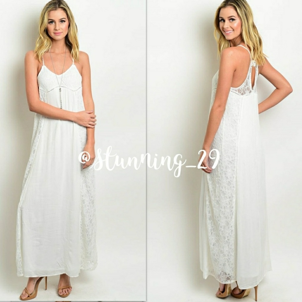 🆕BOHO WHITE IVORY BOHEMIAN MAXI DRESS - Picture 2 of 7