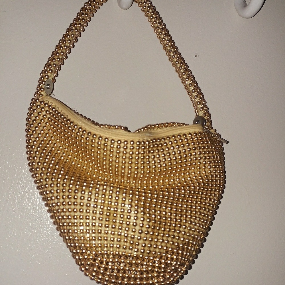 Golden beaded handbag