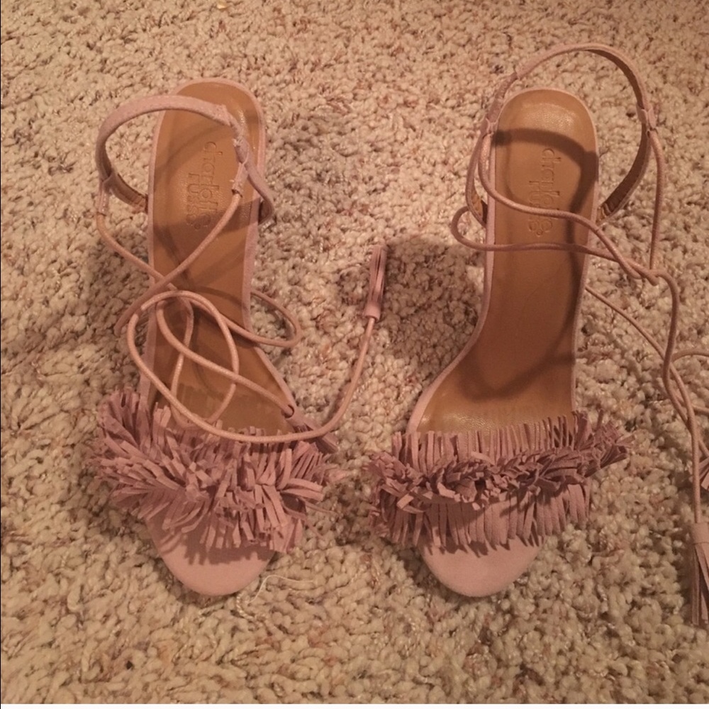 Charlotte Russe Fringe Lace Up Heels