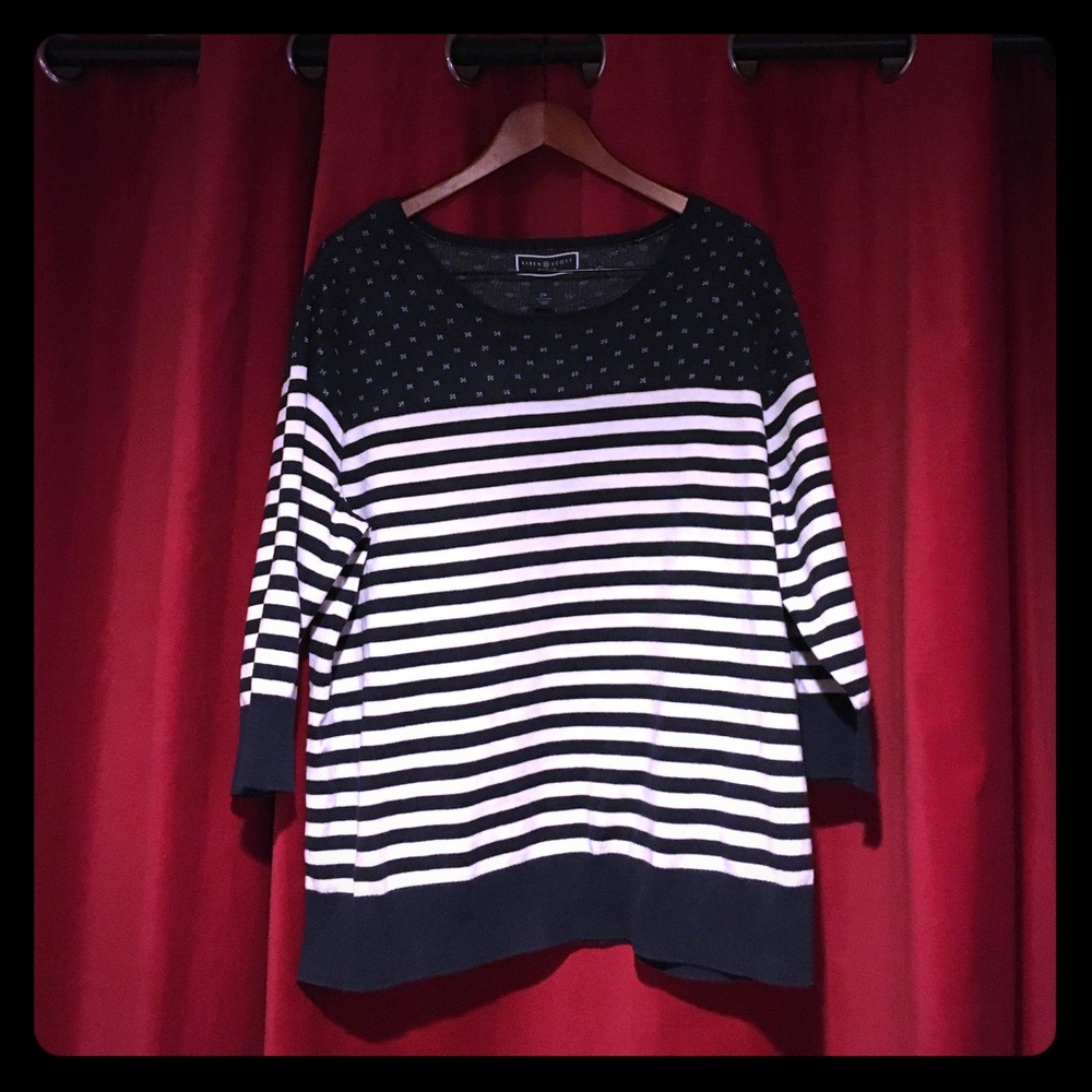 Karen Scott Striped Navy-White Sweater