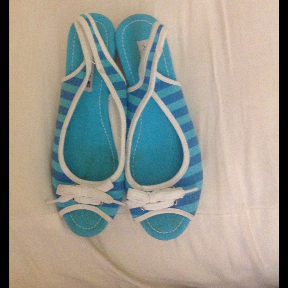 Blue and white striped sling backs!