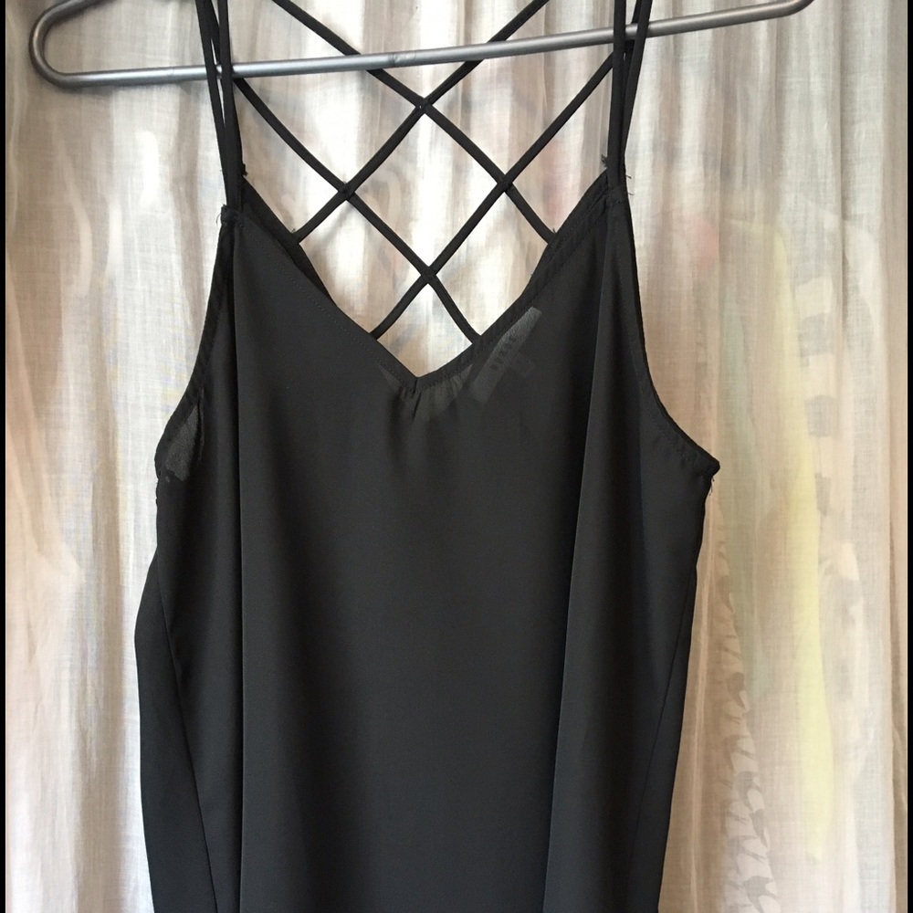 Strappy black tank