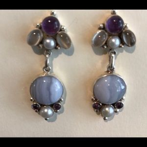Sterling Silver amythest moonstone dangles