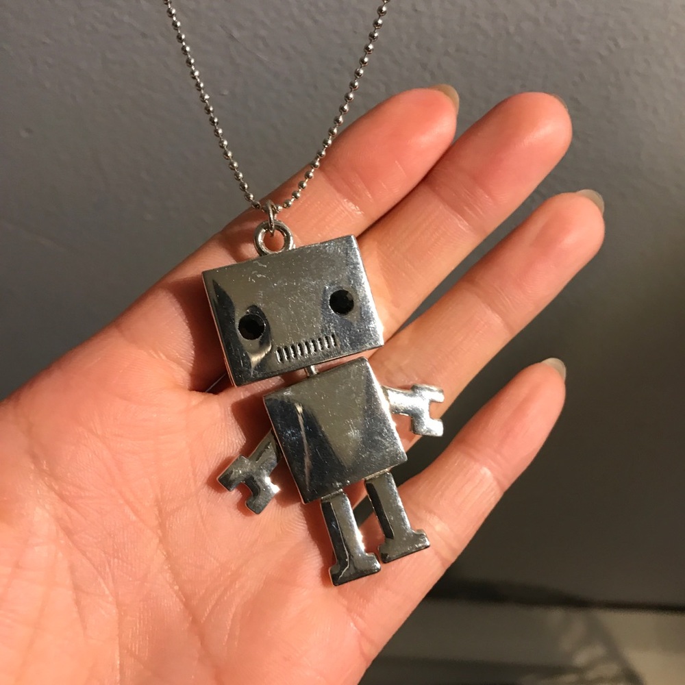 Silver robot chain necklace