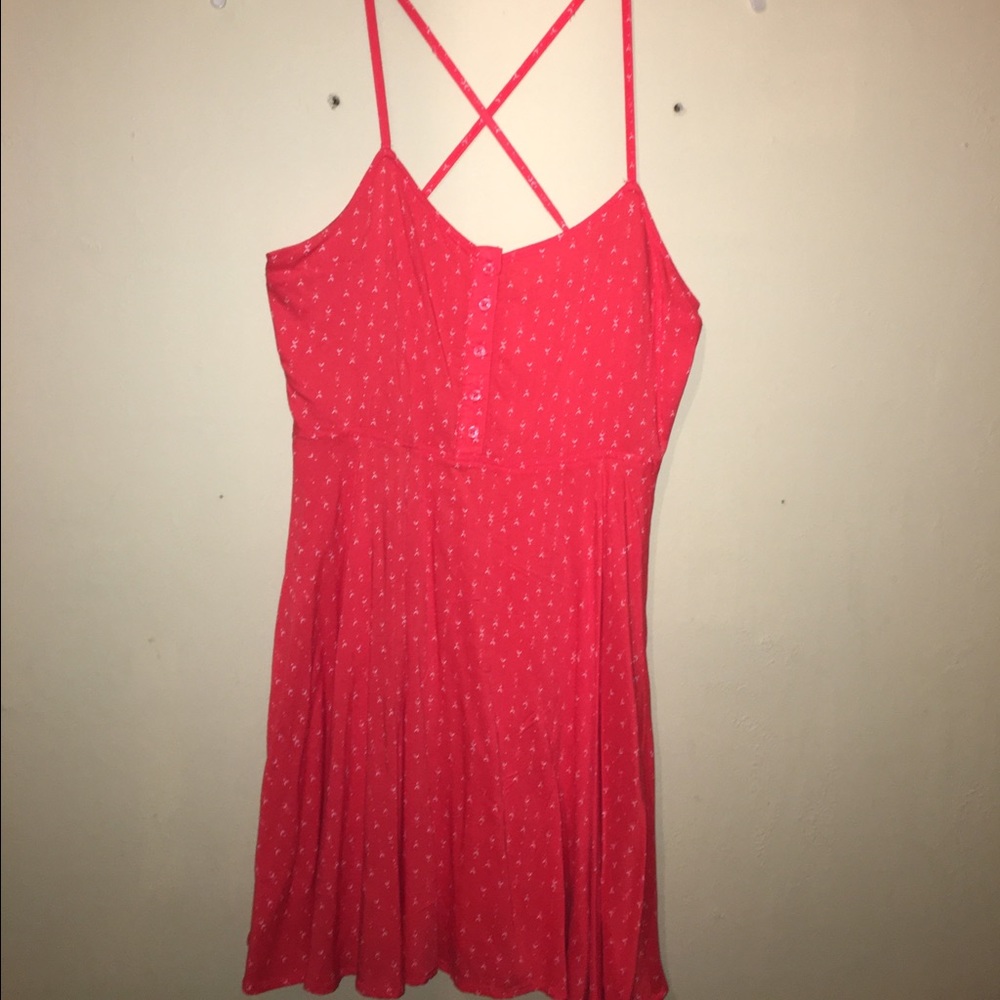 Red tribal patterned mini dress