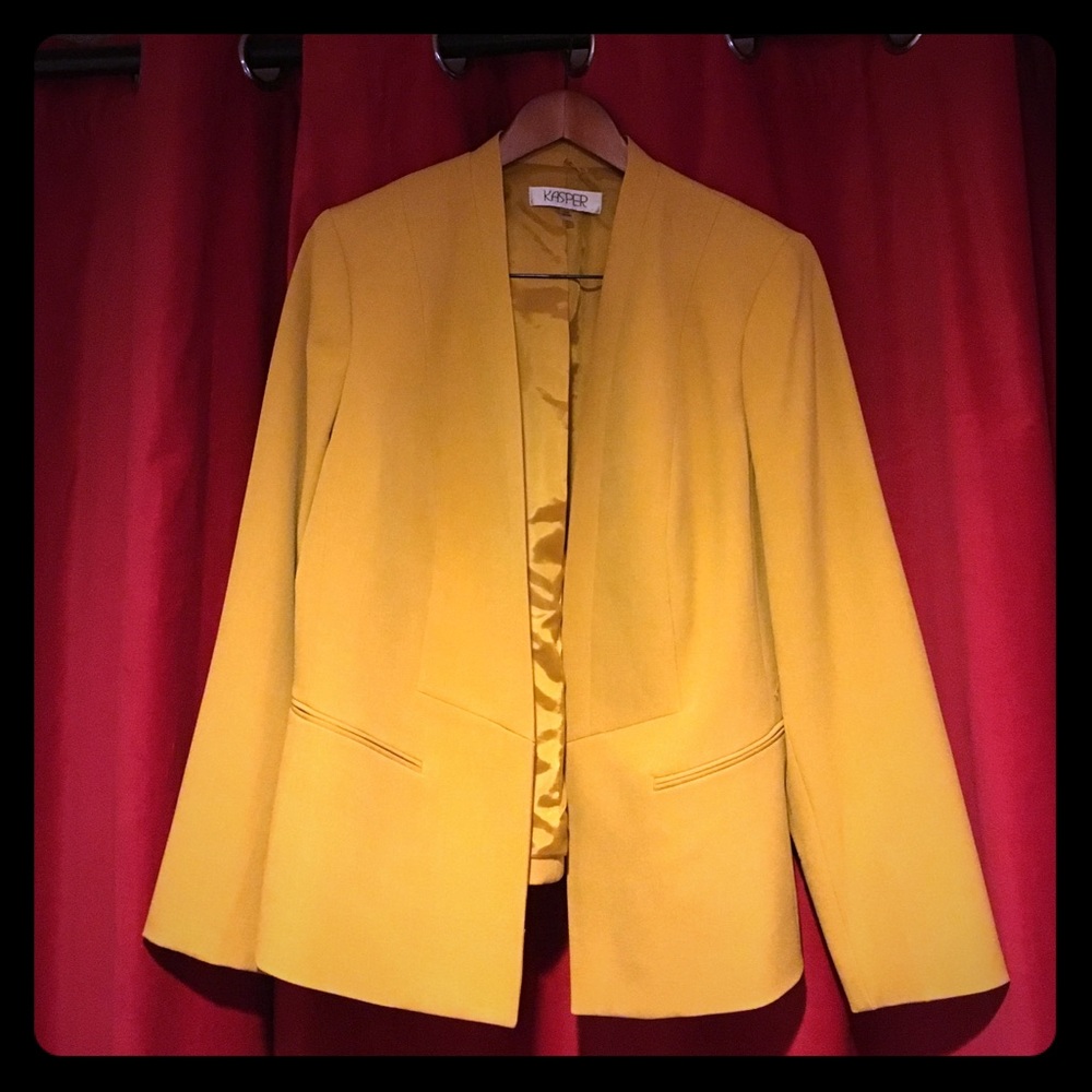 Gold/Dijon Collarless Blazer