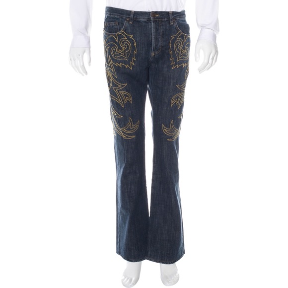Just Cavalli Mens Embroidered Jeans 34x33 - Picture 1 of 4