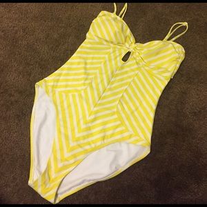 Yellow Stripped One piece Swim Suit Old Navy