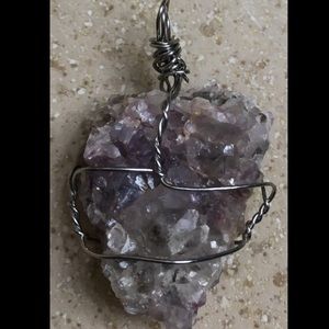 Wire Wrapped Amethyst Cluster Necklace