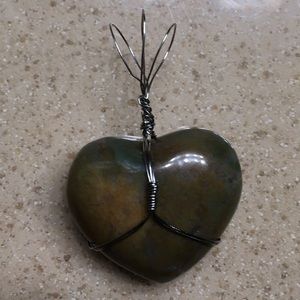 Wire Wrapped Sea Jasper Heart Necklace