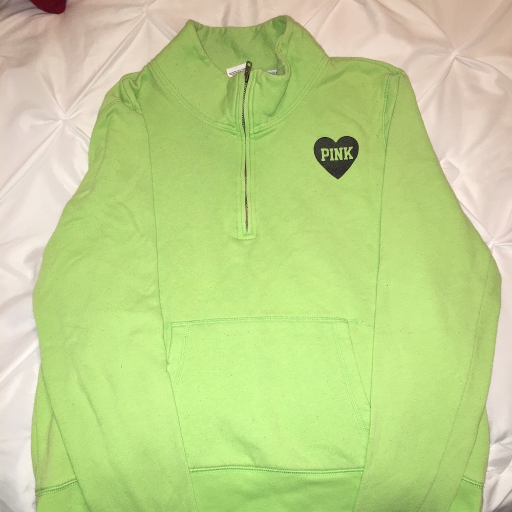 Bright Green VS PINK Half-Zip Sweater