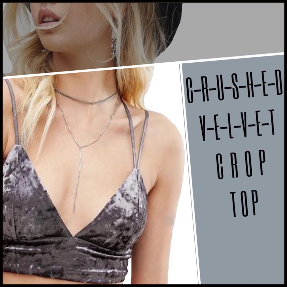 Crushed Velvet Crop Top - Picture 1 of 7