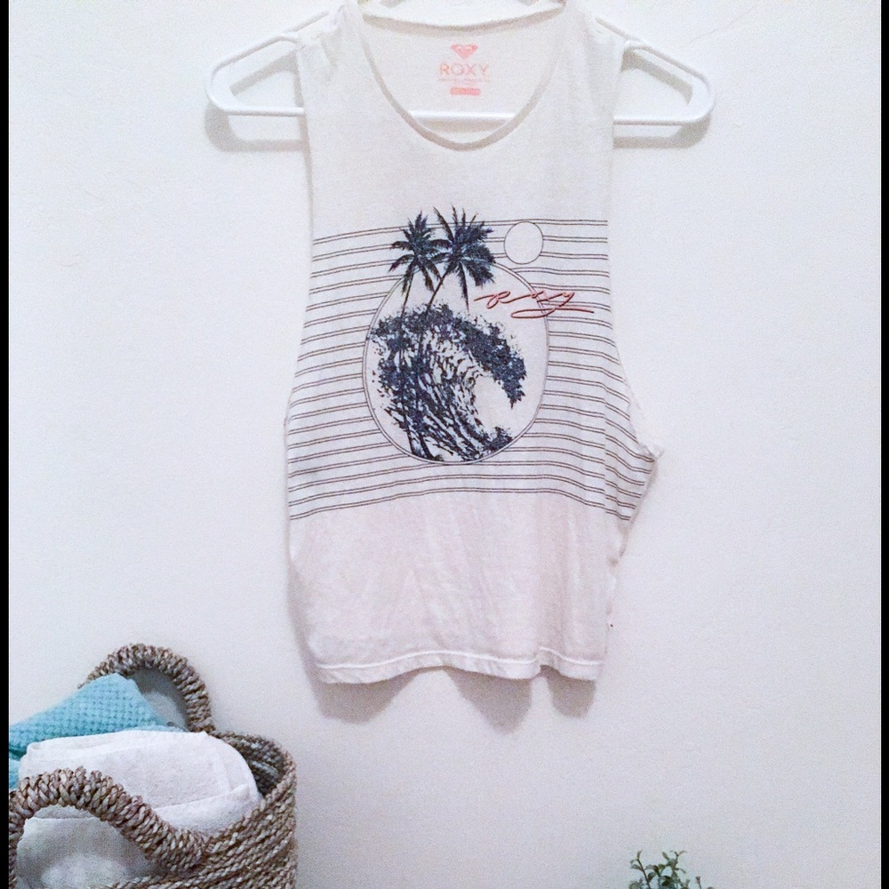 Roxy Japanese surf wave muscle tee xs