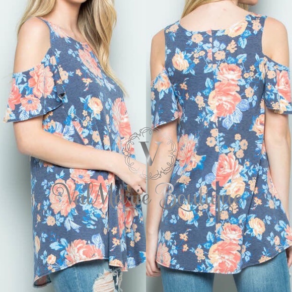 📍CLEARANCE📍French Terry Cold Shoulder Tunic Top - Picture 2 of 3