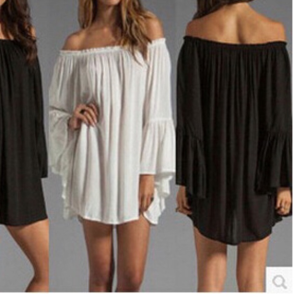 Black open shoulder mini dress - Picture 2 of 4