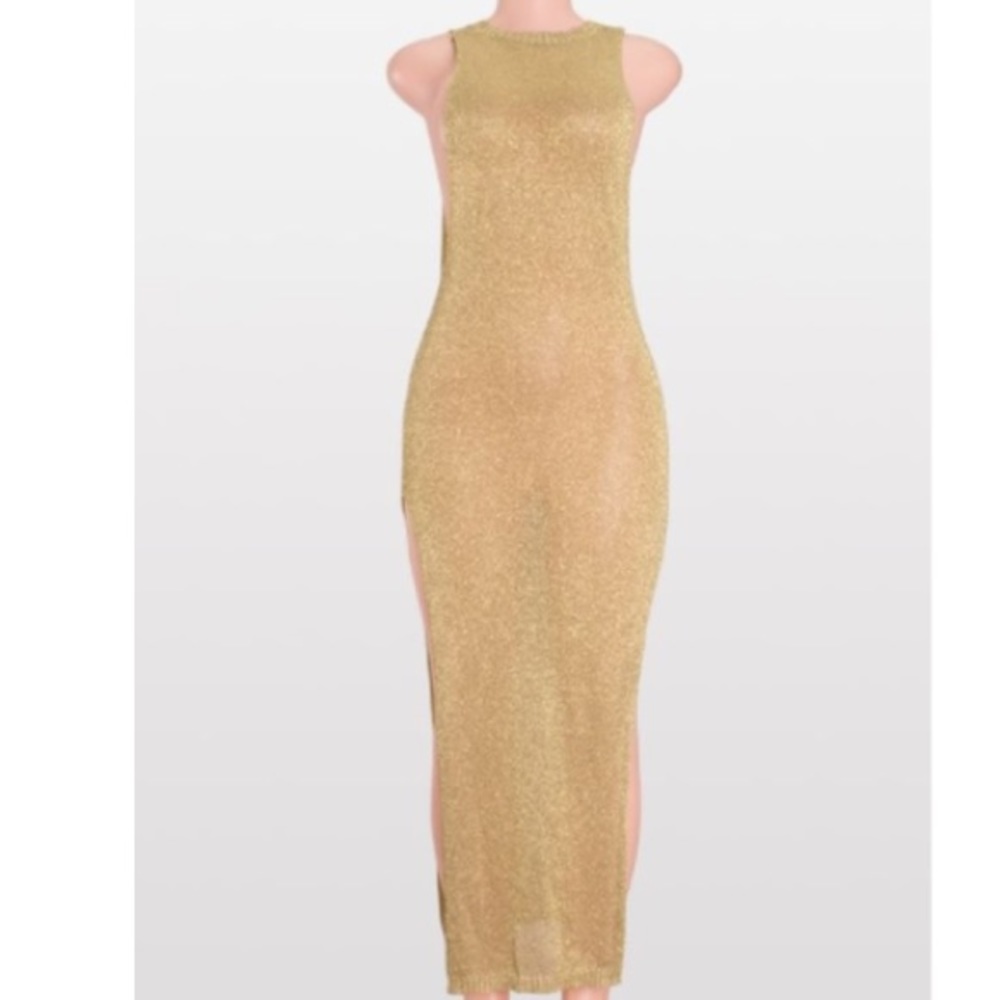Gold mesh dress cover-up - Picture 3 of 8