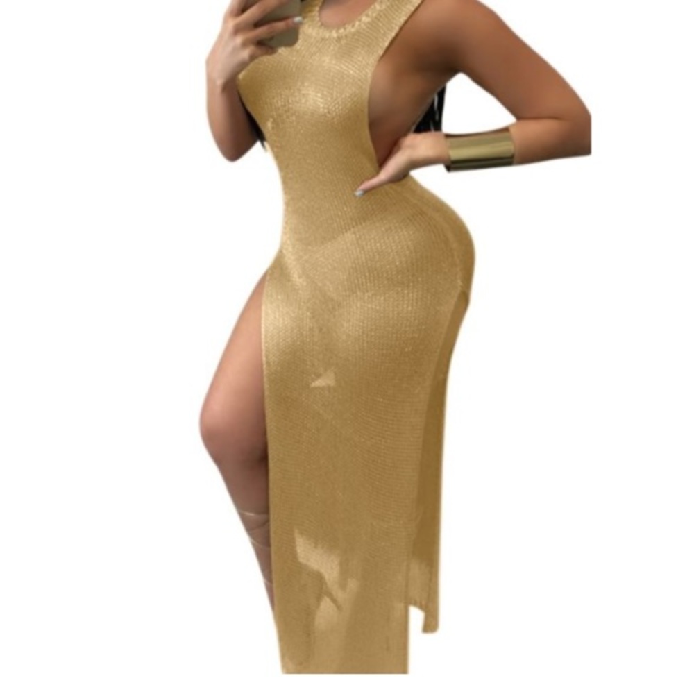 Gold mesh dress cover-up - Picture 5 of 8