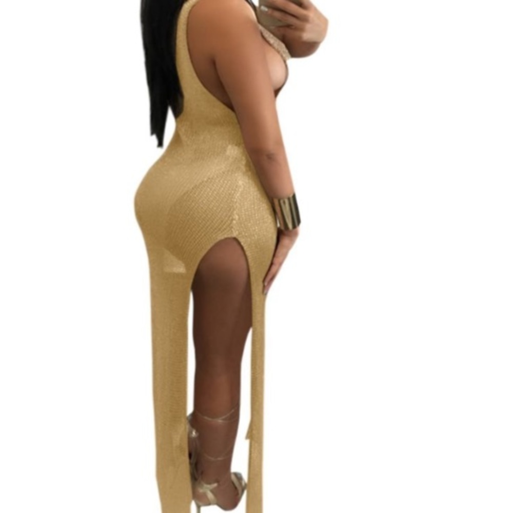 Gold mesh dress cover-up - Picture 6 of 8