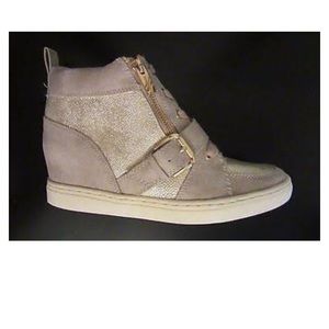 Jennifer Lopez Taupe Wedged Sneaker Booties