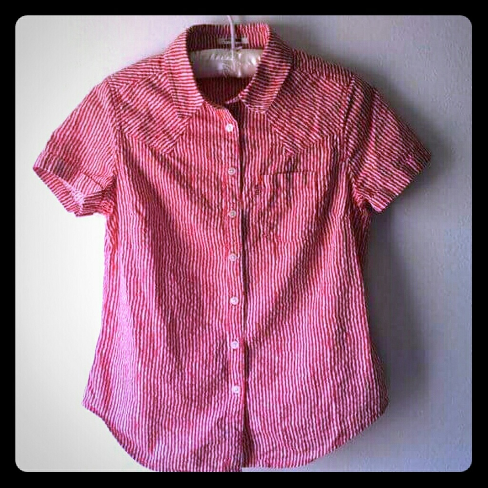 Red White Blouse Short Sleeve LEVI'S
