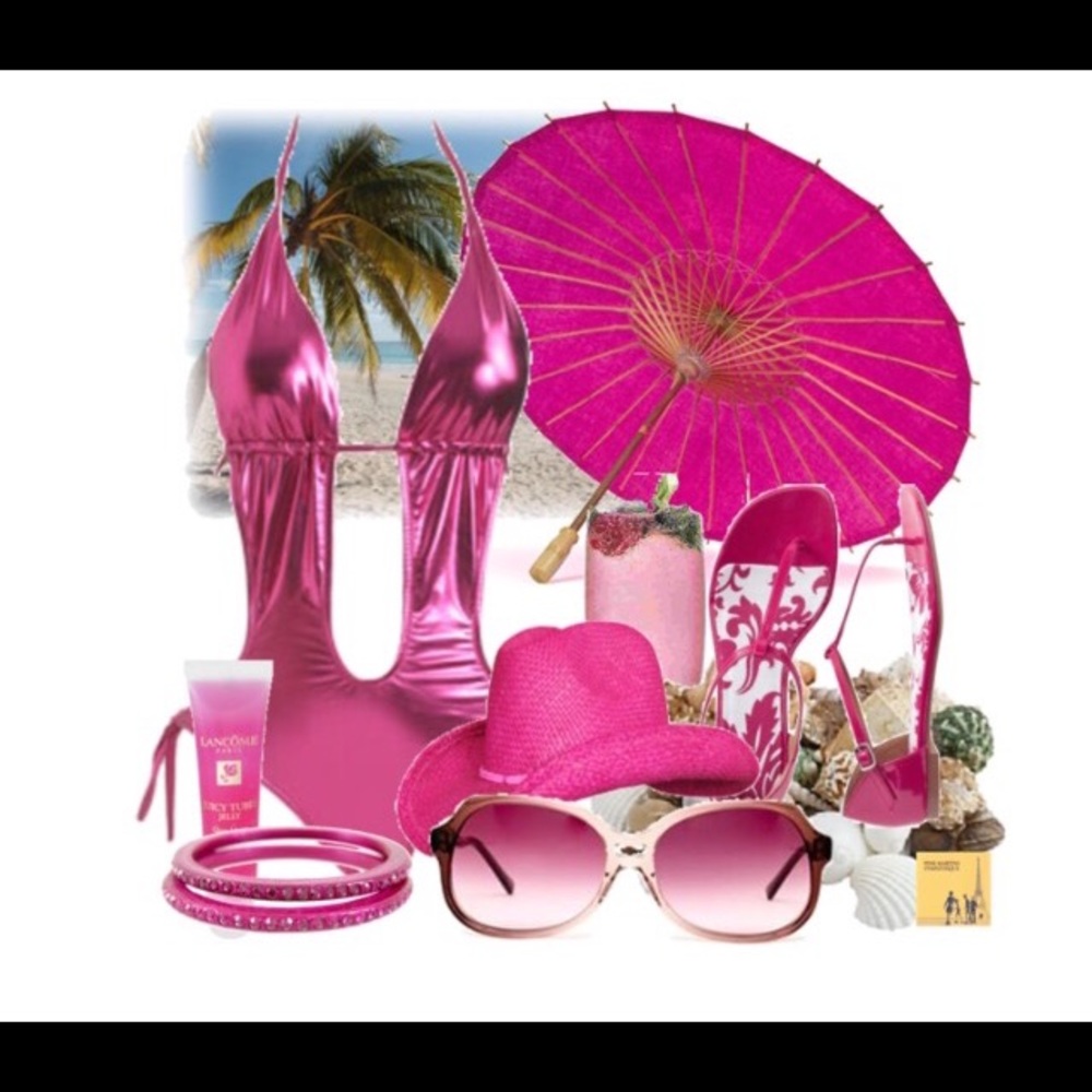 Wet seal Metallic Shiny Hot Pink Monokini. Medium