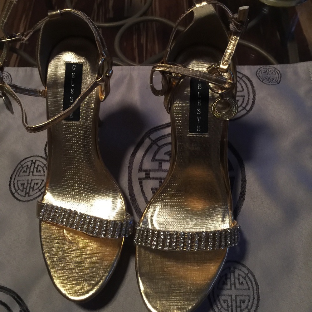 Celeste gold sparkle rhinestone high heels