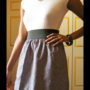 High Waisted Blue Grey Skirt