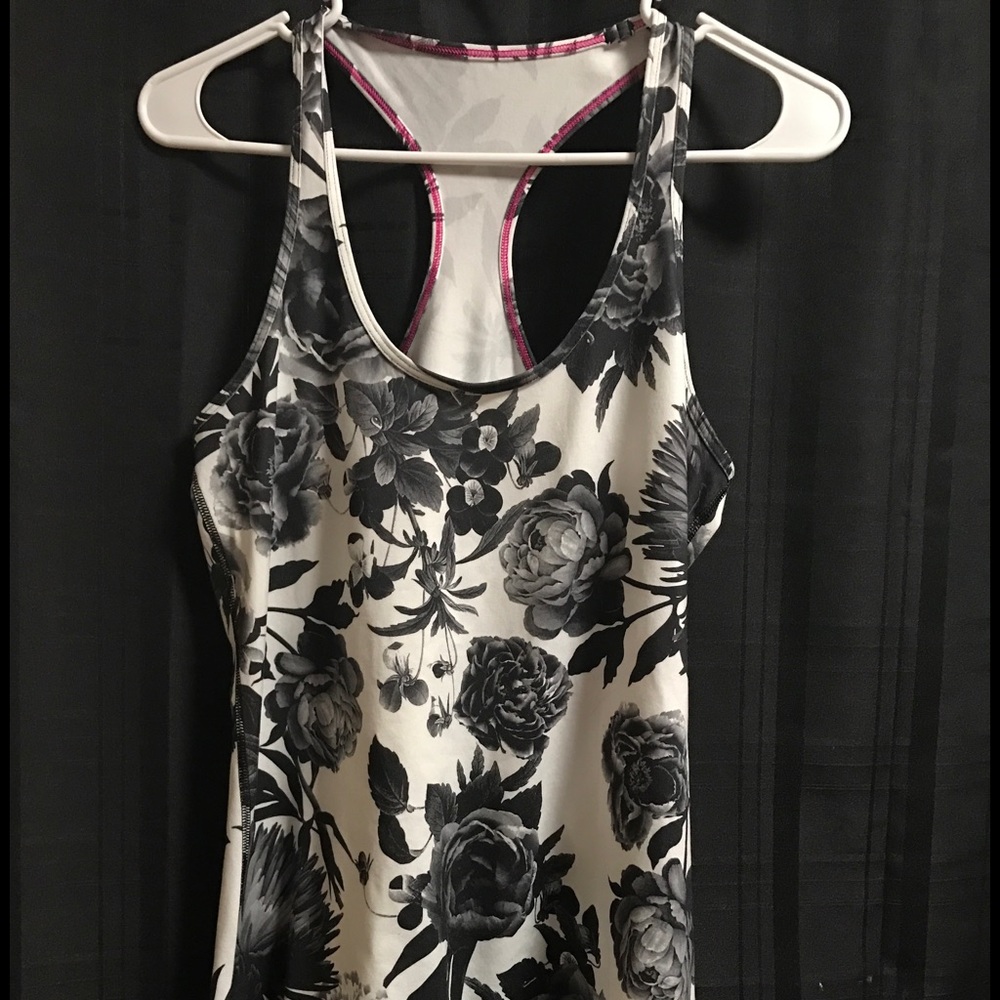 Lululemon Black & White Floral Cool Racerback
