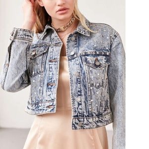 Brand new bedazzled denim boyfriend fit jacket