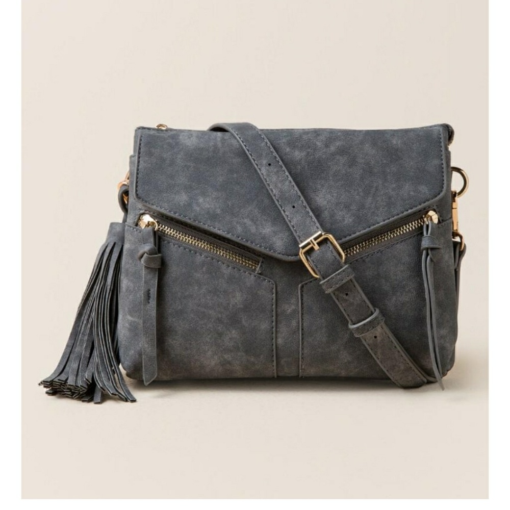 Black crossbody bag with tassels