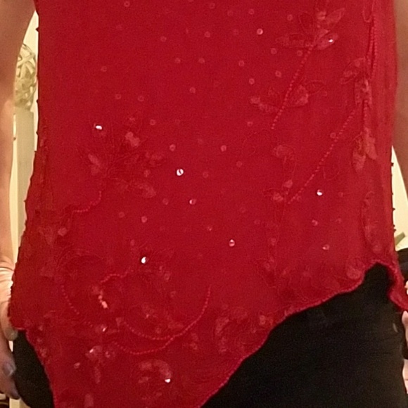 DKNY Red sequined halter 12 - Picture 2 of 4