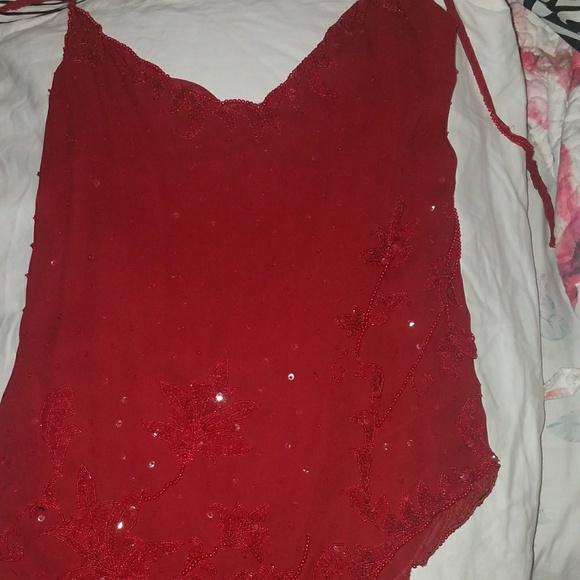 DKNY Red sequined halter 12 - Picture 3 of 4